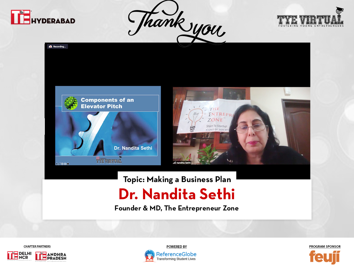 TiEHyderabad's tweet photo. #TYEVirtual Day-9 Sessions
Topic - Making a #BusinessPlan
Thank you for your #time and appreciate your #contribution.
Dr. @rakeshbhatia, Founder &amp; CEO, @thecapitalnet
Dr. @nanditasethi1, Founder &amp; MD, #TheEntrepneurZone

#Entrepreneurs #Startups #School #Students #TiECMMentors https://t.co/lWdoUox1AA