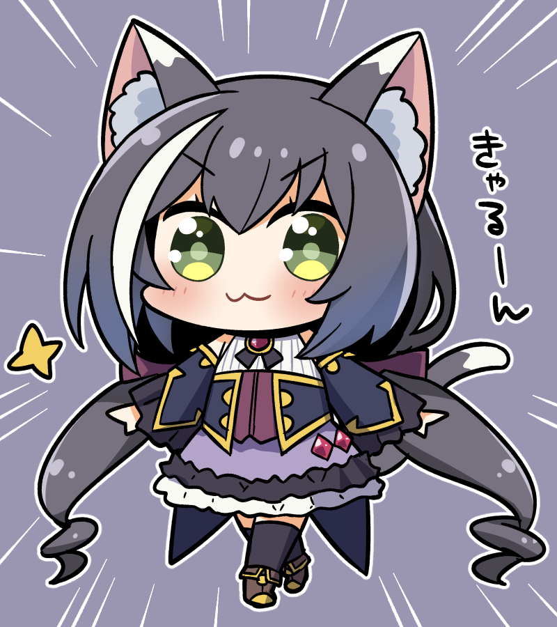 karyl (princess connect!) 1girl animal ears solo cat girl cat ears tail black hair  illustration images