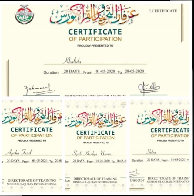 MsmSisMultan's tweet photo. Irfan-ul-Tajweed-o-Qirat Course
Certificates of Participations
#MSMSistersMultan https://t.co/xa0QqoV0KF