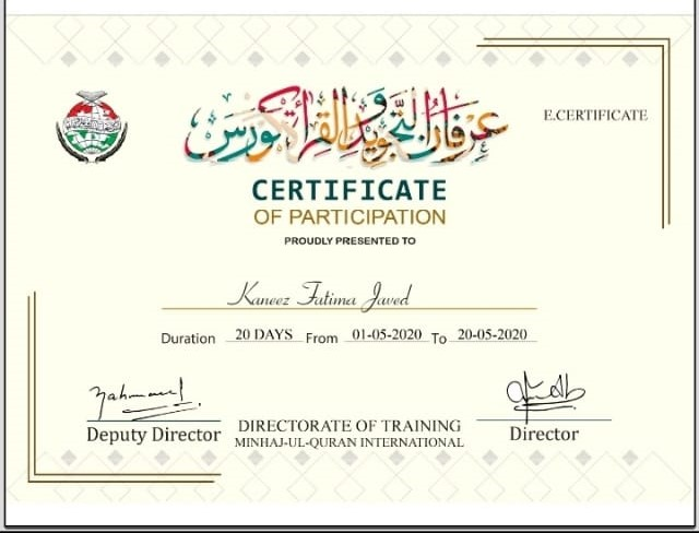 MsmSisMultan's tweet photo. Irfan-ul-Tajweed-o-Qirat Course
Certificates of Participations
#MSMSistersMultan https://t.co/xa0QqoV0KF