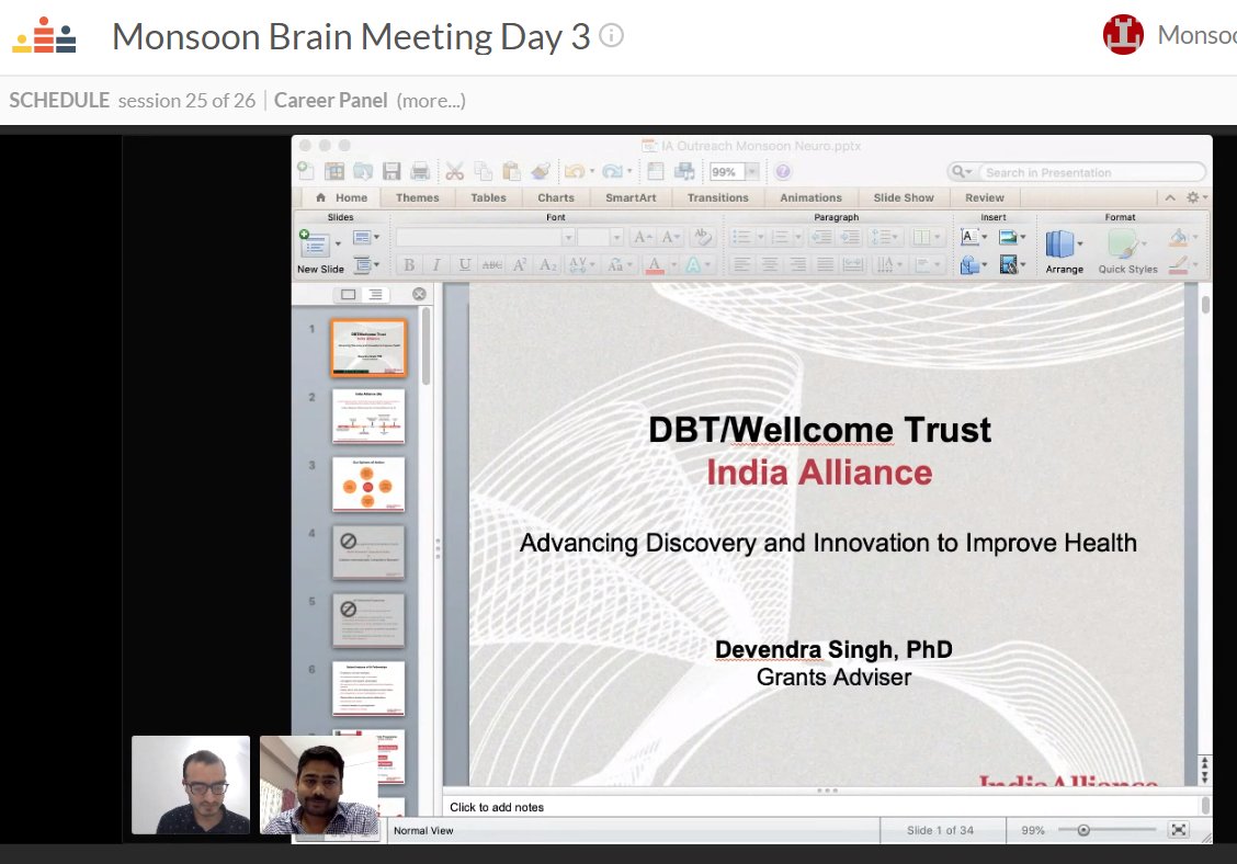 DBT/WT India Alliance (@india_alliance) on Twitter photo .<a href="/DevendraScience/">Devendra Singh</a> from India Alliance is at the <a href="/MonsoonBrain/">Monsoon Brain Meeting</a> Meeting, talking about our #funding schemes and more 👨🏫🎙️
It's the third and final day of this meeting, organised by <a href="/VenkRamaswamy/">Venkat Ramaswamy</a> & Arjun Ramakrishnan <a href="/cognoman5/">Arjun Ramakrishnan</a>, and supported by India Alliance 👥 .<a href="/DevendraScience/">Devendra Singh</a> from India Alliance is at the <a href="/MonsoonBrain/">Monsoon Brain Meeting</a> Meeting, talking about our #funding schemes and more 👨🏫🎙️
It's the third and final day of this meeting, organised by <a href="/VenkRamaswamy/">Venkat Ramaswamy</a> & Arjun Ramakrishnan <a href="/cognoman5/">Arjun Ramakrishnan</a>, and supported by India Alliance 👥