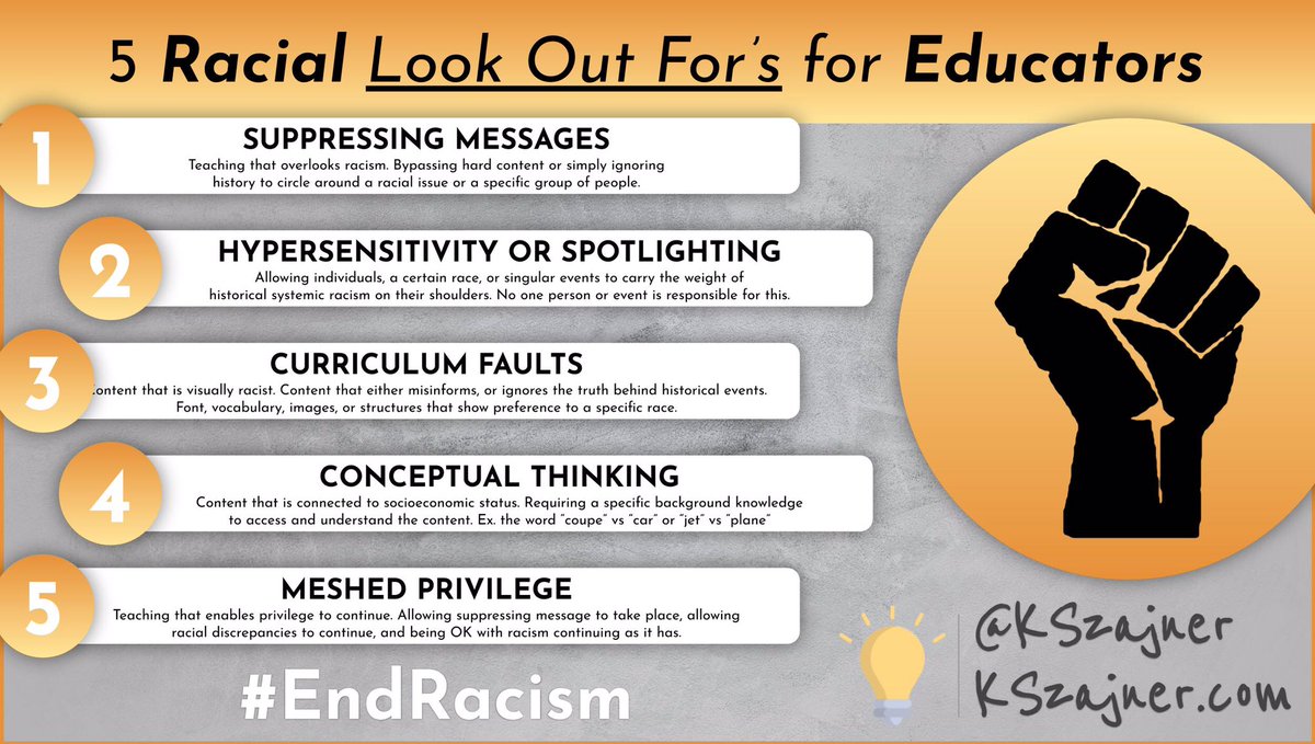 KSzajner's tweet photo. 🔎5 Racial Look Out For's for Educators🚫 These are just 5 of my thoughts as we push for change in education!!

Blog Post - https://t.co/3CoWIWZWAV

#EndRacism #BlackLivesMatter #distancelearning #covidEDU https://t.co/4UQn5H2tf6