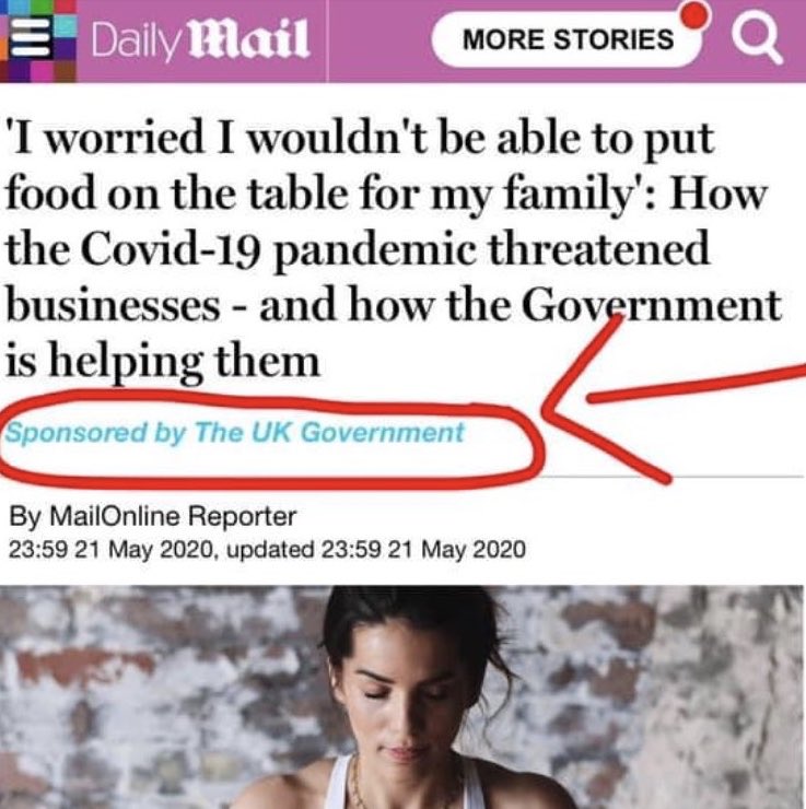 12/. The govt is PAYING newspapers & websites run positive stories about their handling of the  #coronavirus crisis.It is sometimes hard to spot which stories are advertorials paid for by the taxpayer. See  @guardian  @standardnews  @DailyMailUK SHARE MORE  http://bit.ly/3dc7fiI 