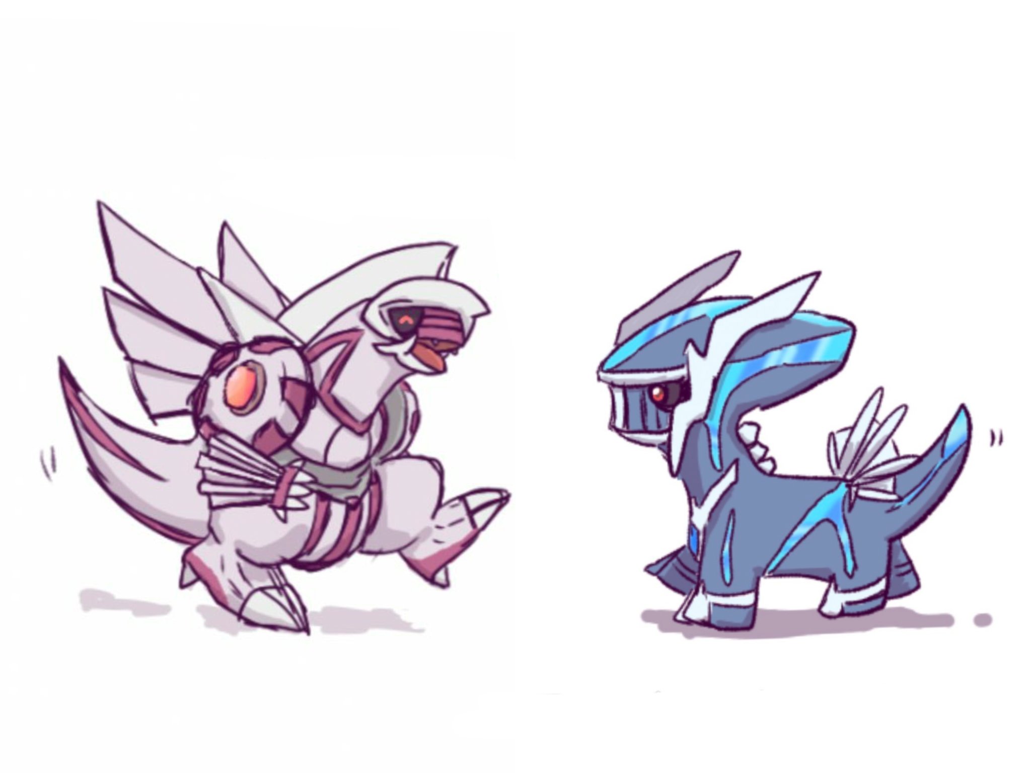 Twitter 上的 くろまぐろ この前のイラストを合体させてみました ディアルガとパルキアはたのしそう They Look Fun T Co Mwsdir6uxe Twitter