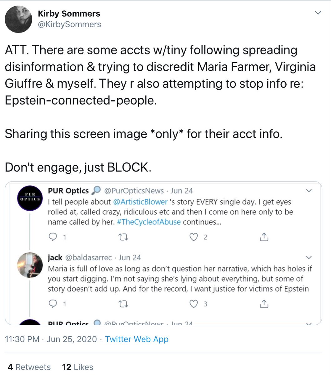 The hilarity of Kirby Sommers telling her gullible followers to block me, and labeling others disinformation, when she was the one that disseminated the proven Dougan porn video hoax which claimed to be an Epstein video. She has never retracted that piece of disinformation