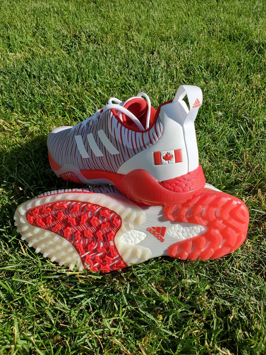 Jim_R137's tweet photo. Thanks again to @OffTheHozzle and @GolfTalkCanada for the great golf prize!! These limited edition 🇨🇦 #CODECHAOS  @adidasGolf shoes arrived a week or so ago! Looking awesome! Can't thank-you enough!! It pays to listen and follow everyone! 🙂 https://t.co/Ah3rmxTi8l