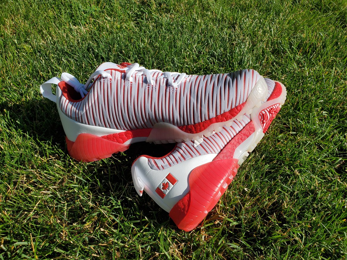 Jim_R137's tweet photo. Thanks again to @OffTheHozzle and @GolfTalkCanada for the great golf prize!! These limited edition 🇨🇦 #CODECHAOS  @adidasGolf shoes arrived a week or so ago! Looking awesome! Can't thank-you enough!! It pays to listen and follow everyone! 🙂 https://t.co/Ah3rmxTi8l