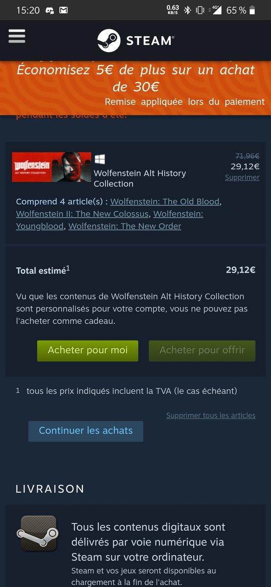 Nyuwb's tweet photo. Après plusieurs années sans craquer, c'est chose faite pour Wolfenstein ! 😁 #SoldesSteam https://t.co/M2bdan5gsJ
