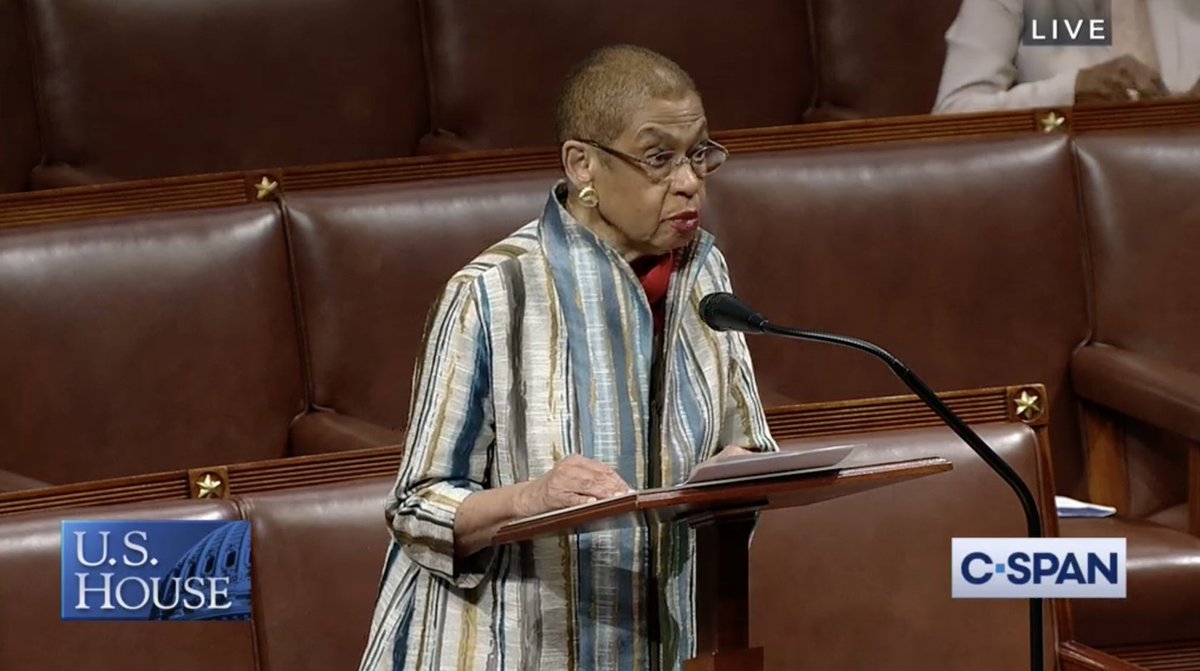 Screenshot of Delegate Eleanor Holmes Norton speaking on the House floor.