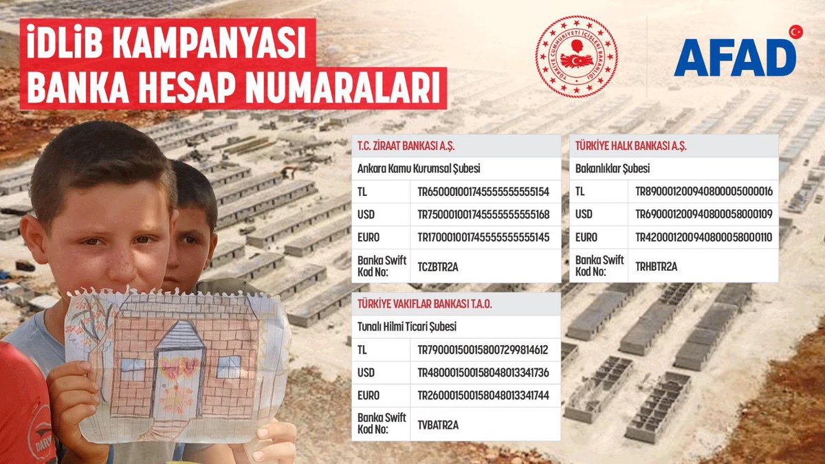 Biz, dünya mazlumlarının sesi, mazluma uzanan yardım eliyiz...

Mazlumların umudu Türkiye, 
İdlib'de, mazlumların sırtını yaslayacakları duvarlar örüyor... 

Yapımı devam eden briket evlere destek olmak için;

İDLİB yazıp
1⃣8⃣6⃣6⃣'ya 📲
veya ⬇️