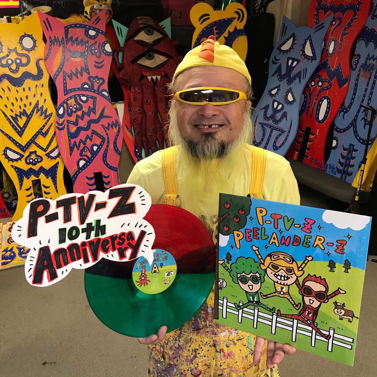 P-TV-Z 10th Anniversary Split Color Vinyl Just Arrived! Available at Peelander-Z online store! Get FREE STICKER w/ purchase on your copy!
indiemerch.com/peelanderz
Thank you for your support! 
#ptvz #splitcolorvinyl #peelanderz #ptvz10thanniversary #chickenranchrecords #indiemerch