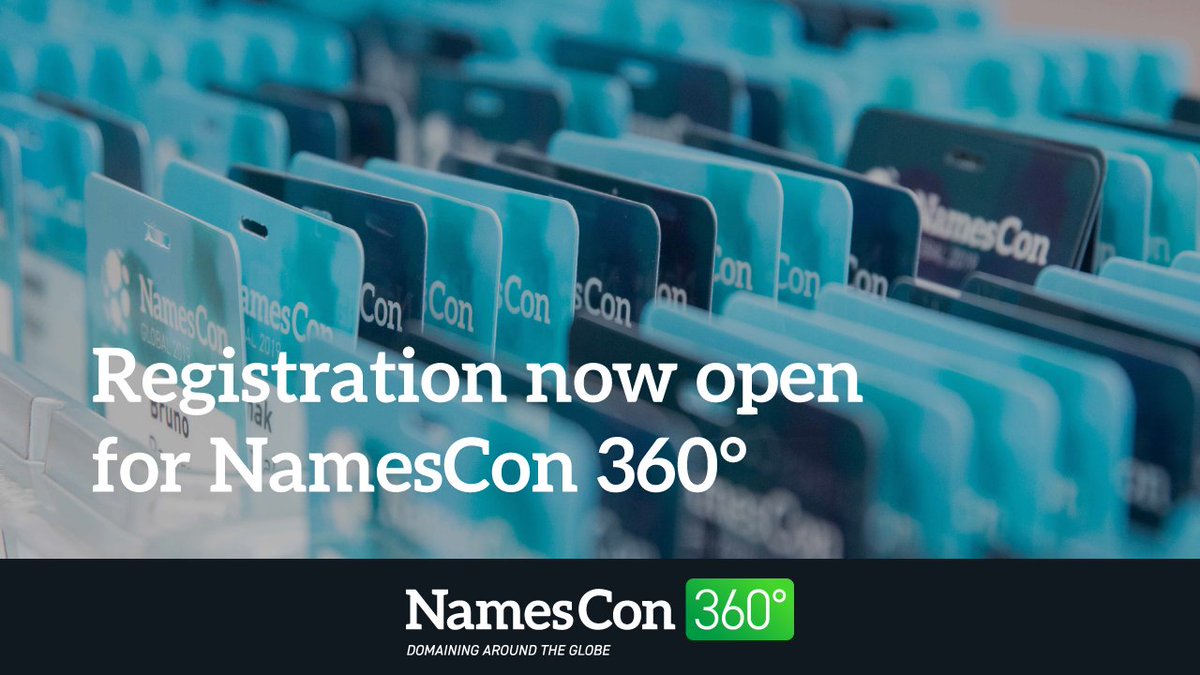 NamesCon's tweet photo. Registration now open for #namescon360! Super-affordable pricing, plus free tickets available for first-time #domainers. We're serious about bringing the whole #domaining world together.
Book your tickets here: https://t.co/U2OCcfG1As
Read more on blog: https://t.co/HB7UVndALj https://t.co/SaMaqEcsRM