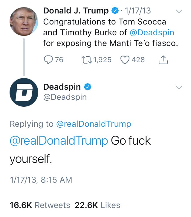 Just gonna do a thread of screenshots of some of my favorite all-timer tweets, I’ve noticed it’s getting harder to track some of them down…