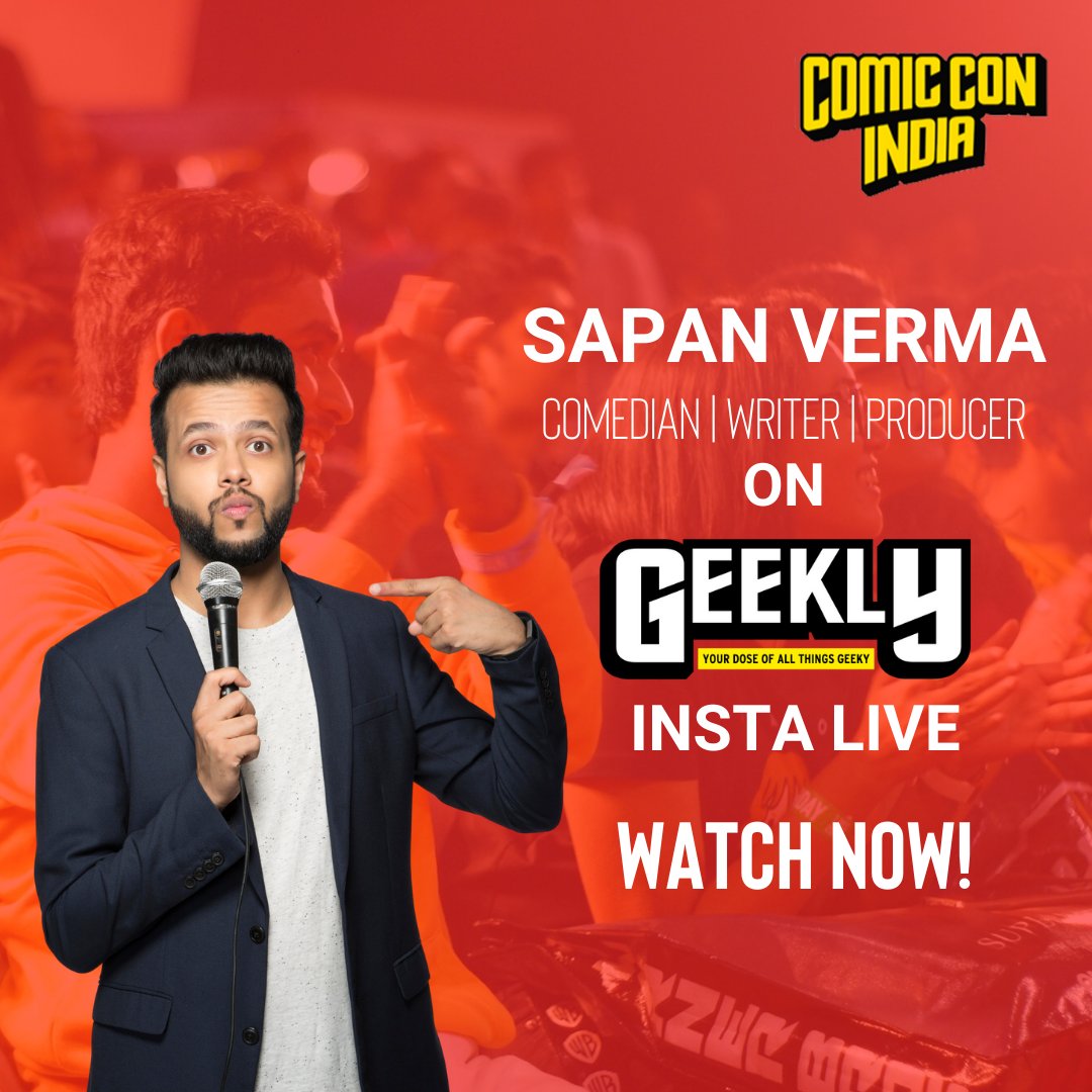 ComicConIndia's tweet photo. Catch @sapanv talking about his comedy, new season of #onemicstand & much more on a brand new episode of #GeeklyLive! Watch it here:
https://t.co/t791acgOFi https://t.co/1LRgN8hIq9