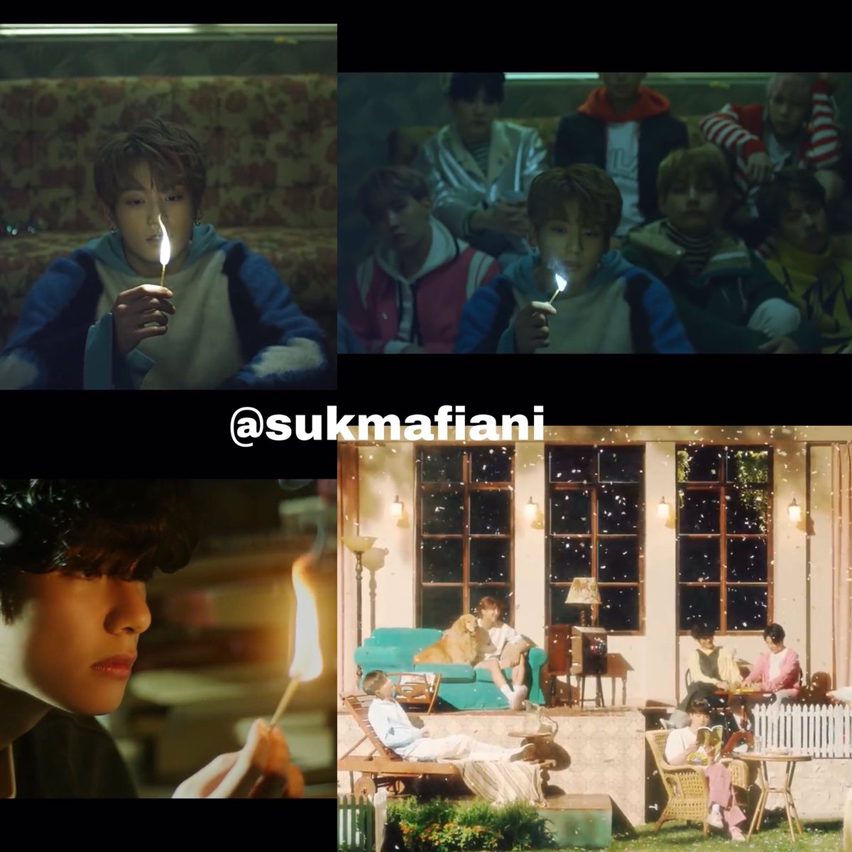 Dan disni taehyung memejamkan mata sm seperti RM dan JK di mv spring day, dimana setelah mereka memajamkan mata dn membukanya kembali pasti langsung ada scene dimana ke7 member bs berkumpul lagi. Seolah api ini adalah mreka lagi make a wish biar bs berkumpul lg sama smua member