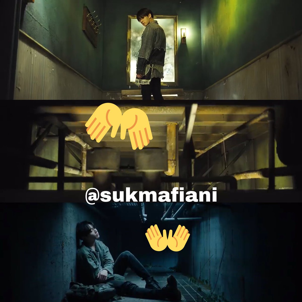 Ini seolah sudah menjadi hal yg abadi krn mereka telah brada di utopia(aku bhs nnti). Lalu scene di mv stay gold JK seoalah berada di sbuah ruangan dg pipa ? Ini sudah ditunjukkin dr era fake love(extended ver)dmn scene JK berdiri lalu dibawahnya ada ruangan dg penuh pipa jg