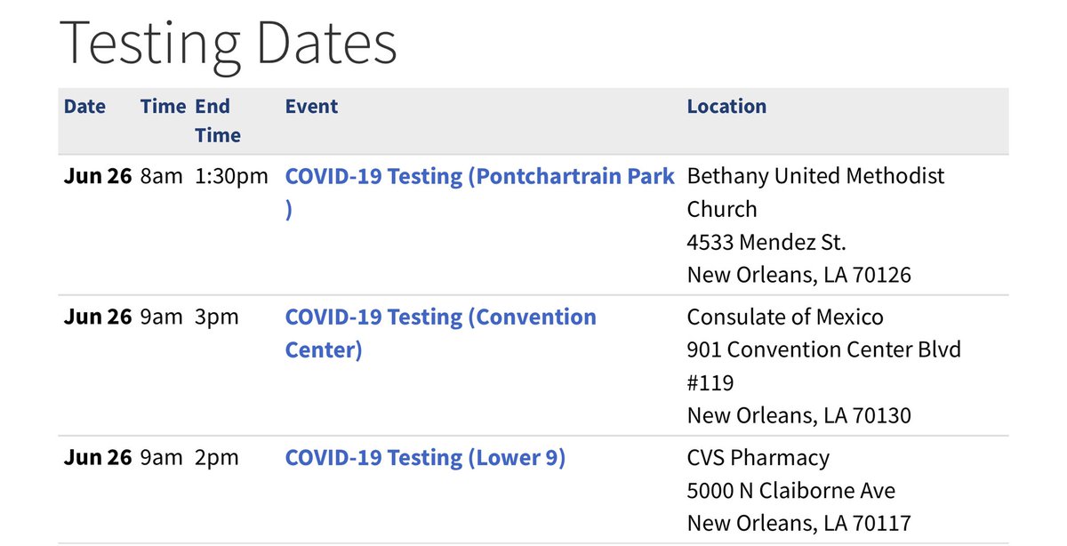 nolaready's tweet photo. Free #COVID19 testing today in Pontchartrain Park, Lower 9 &amp; Mexican Consulate. We have daily test limits, so come early. https://t.co/JWvM2xhHnW https://t.co/m8gEa4hfQq