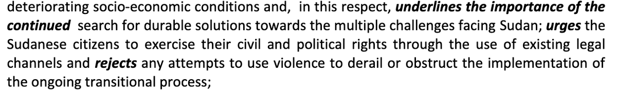Conversely, the document is rather muted about  #AUPSC engagement on the governance transition, save one paragraph. While  @UNITAMS has a direct mandate here,  #AUPSC political leverage will be needed if governance reforms stall (i.e. the Transitional National Legislature) (3/x)