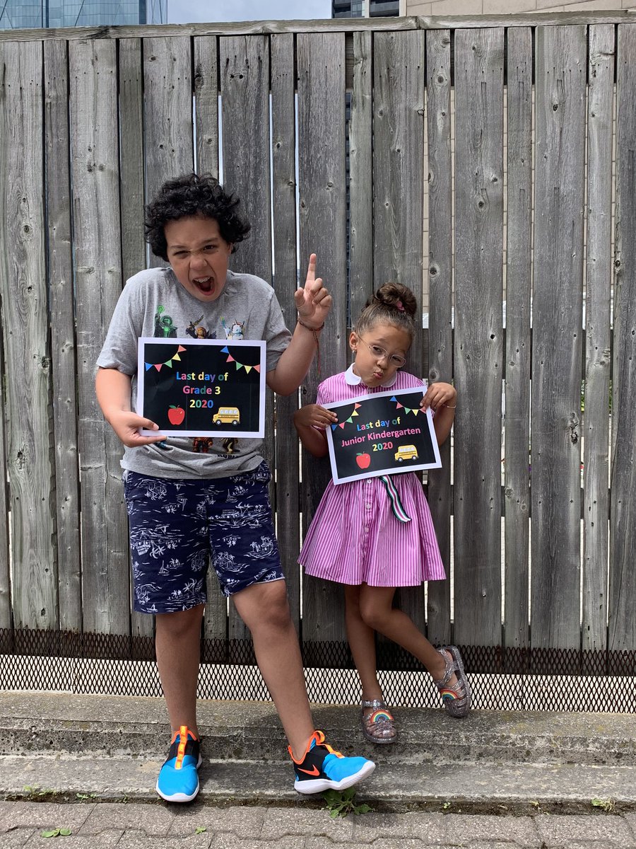 Chandra_Sev's tweet photo. The kiddos are officially done school. Although it didn’t end the way we had hoped ... we made it! #tdsb #school #summer #mamalife https://t.co/KUlrRuEnPi