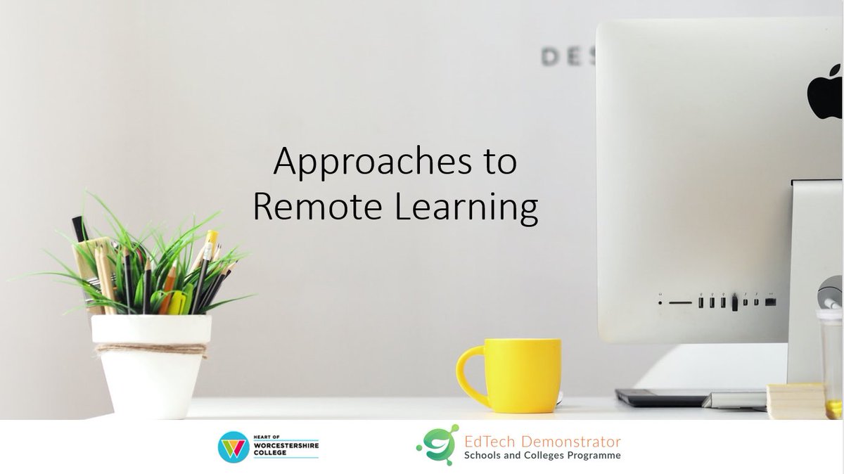 AHollier's tweet image. It was great to make a start on the @HOW_College @EdtechDemo project by delivering a webinar to Blessed Edwards School Worcester on ‘Approaches to Remote Learning’ this afternoon #EdTech #EdTechDemo