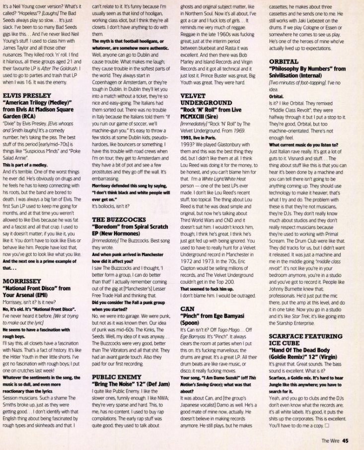 Mark e smith reviews morrisey, velvet underground, can etc, interesting read