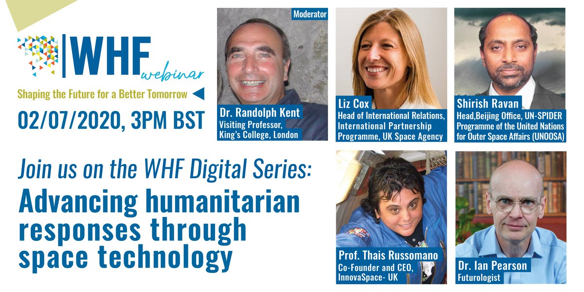 WHForum_'s tweet photo. Find out how Space and technology oriented sciences will bring new ways to support humanitarian actions. Register and join for our insightful conversation with an esteemed panel and moderator. 
REGISTER HERE: https://t.co/VT50EvyHhx
#WHFdigitalseries #WHFwebinar #Space #education https://t.co/p17uDFn1u5