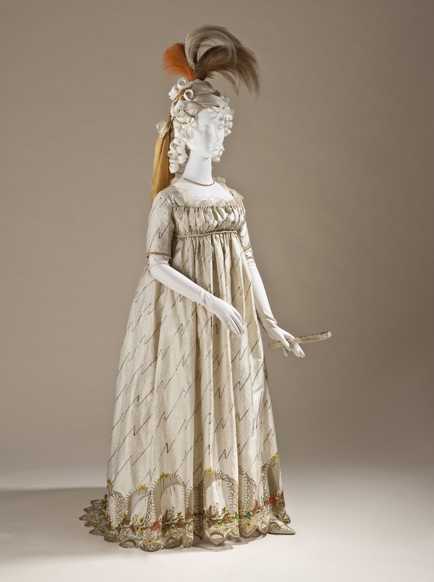 #FridayNightFrills 18th Century dress, an example of the transitional style of the late 1790's, via @LACMA