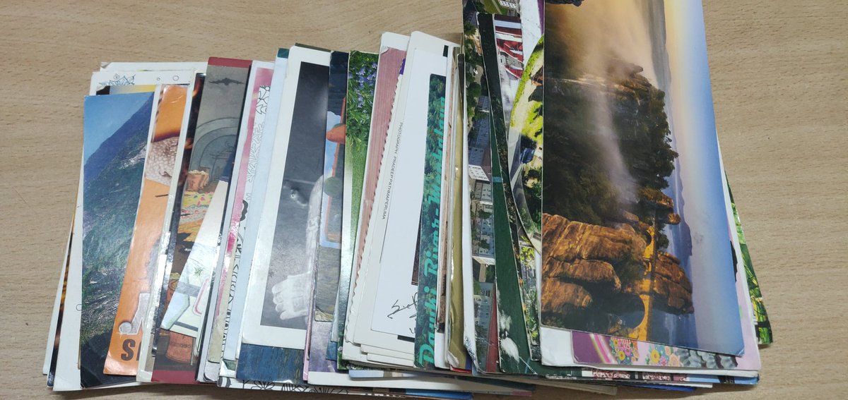 I participate in something called postcrossing. It's a website that facilitates ppl all over the world to send and receive postcards. It's a very fun thing and I have about 80-90 cards with me.. Will share a few with you guys