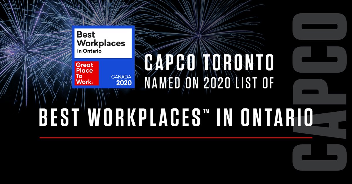 I'm proud to share that <a href="/Capco/">Capco</a> has been named on the 2020 list of Best Workplaces in Ontario. This is deserved recognition from <a href="/GPTW_Canada/">Great Place to Work Canada</a>.  Congratulations to our Canadian team for continuing to prioritise our workplace culture and community. #GPTW 
okt.to/HhufF5