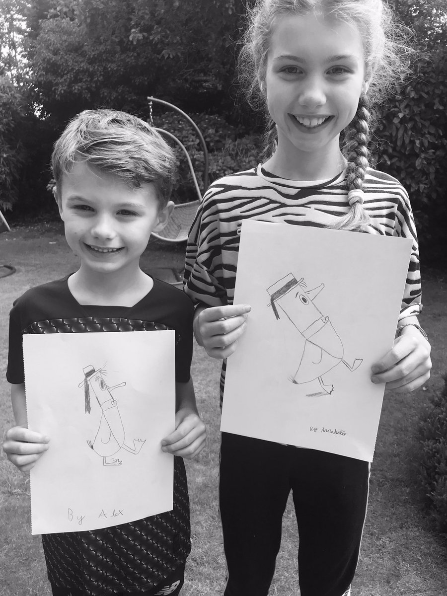 GillatUoL's tweet photo. Annabelle & Alex are pleased with themselves this afternoon! Check out their Quick Quack Quentin drawings @_JimField @stmarys_CofE #drawwithjimfield https://t.co/iI5rQEFWSi