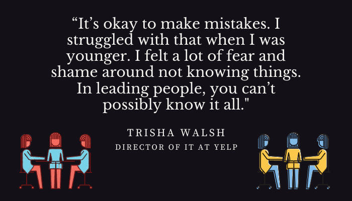 Hanging onto your mistakes can hold you back in your career and as a person. Get some professional insight from Trisha Walsh, Director of IT at <a href="/Yelp/">Yelp</a>, to learn how to let go and learn from your faults.

Click this link to listen: ow.ly/2SLv50AeT3L
#ITSmiths