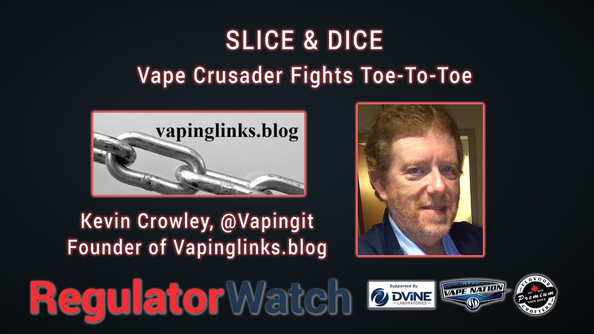 brentstafford's tweet photo. watch - SLICE &amp; DICE | Vape Crusader Fights Toe-To-Toe | RegWatch (Live)
*Guest: Kevin Crowley @Vapingit, Founder of https://t.co/GxIyJP1NEU - He’s a secret, wrapped up in an enigma, and smothered in secret sauce. Who is he? #Vaping #vapefam

https://t.co/oQP2ueXeW0 https://t.co/BEnOsq5Fcm