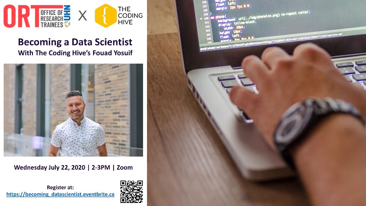 uhntrainees's tweet photo. As the importance of #data has grown, so has the need for data scientists who are able to collect, analyze and interpret that data. Join us from a #career webinar from @thecodinghiveto founder Fouad Yousif on how to become a #datascientist - https://t.co/RliNvGqdlQ https://t.co/zujtguPozS