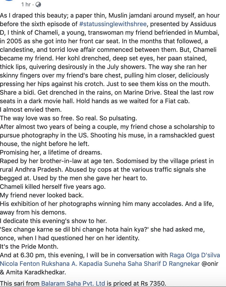 Rajyasree's tweet image. How not to misuse gay pride month and just to sell a saree! Few things disgust me, this post did. Sickening.