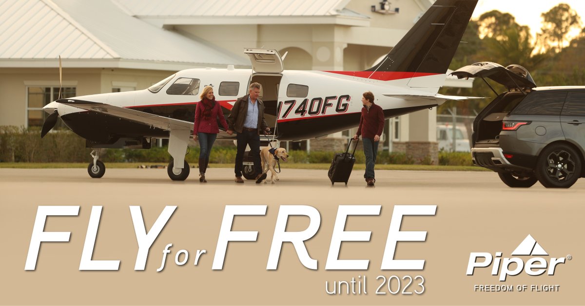 piperaircraft's tweet photo. Fly for Free Until 2023
THE ONLY THING EASIER THAN FREE THIS SUMMER IS TAKING DELIVERY OF A NEW M350
#FreeFuel #FreeMaintenance #FreeInspections #FreeTraining #FreeConsumables #FreeGarminCharts #FreedOfFlight #PiperAircraft #FlyForFree #NoFinePrint https://t.co/6QI7oCMVbo