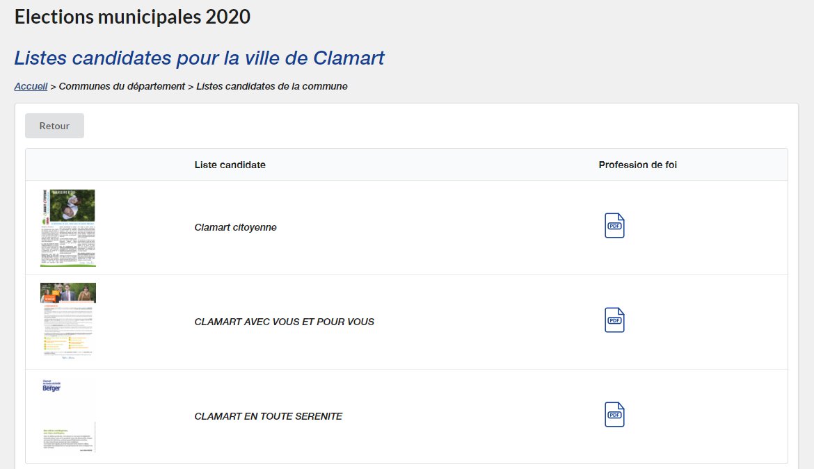 Elections municipales 2020
Les "professions de foi" (circulaires) des trois listes présentes au second tour à Clamart sont disponibles ici :
programme-candidats.interieur.gouv.fr/candidats.html…