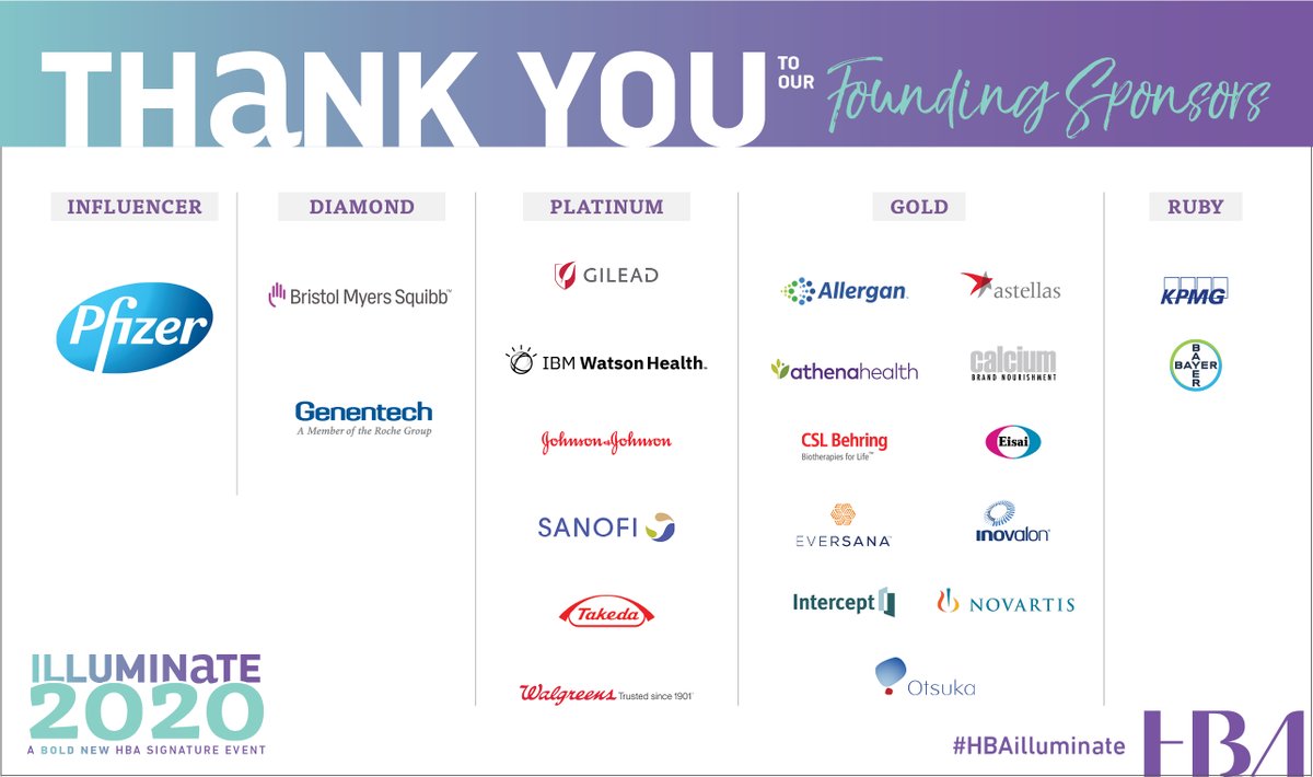 TY@pfizer <a href="/bmsnews/">Bristol Myers Squibb</a> <a href="/genentech/">Genentech</a> <a href="/GileadSciences/">Gilead Sciences</a> @IBMWatsonHealth <a href="/JNJNews/">Johnson & Johnson</a> <a href="/sanofi/">Sanofi</a> <a href="/TakedaPharma/">Takeda</a> <a href="/WBA_Global/">Wisdom Business Academy</a> @Allergan <a href="/AstellasUS/">Astellas Pharma US</a> <a href="/athenahealth/">athenahealth</a> <a href="/CalciumUSA/">Calcium</a> <a href="/CSLBehring/">CSL Behring</a> <a href="/EisaiUS/">Eisai US</a> <a href="/EVERSANAcompany/">EVERSANA</a> <a href="/InovalonInc/">Inovalon</a> <a href="/Novartis/">Novartis</a> <a href="/OtsukaUS/">OtsukaUS</a> <a href="/InterceptPharma/">Intercept Pharma</a> <a href="/KPMG/">KPMG</a> <a href="/Bayer/">Bayer AG</a> #HBAIlluminate #HBAimpact