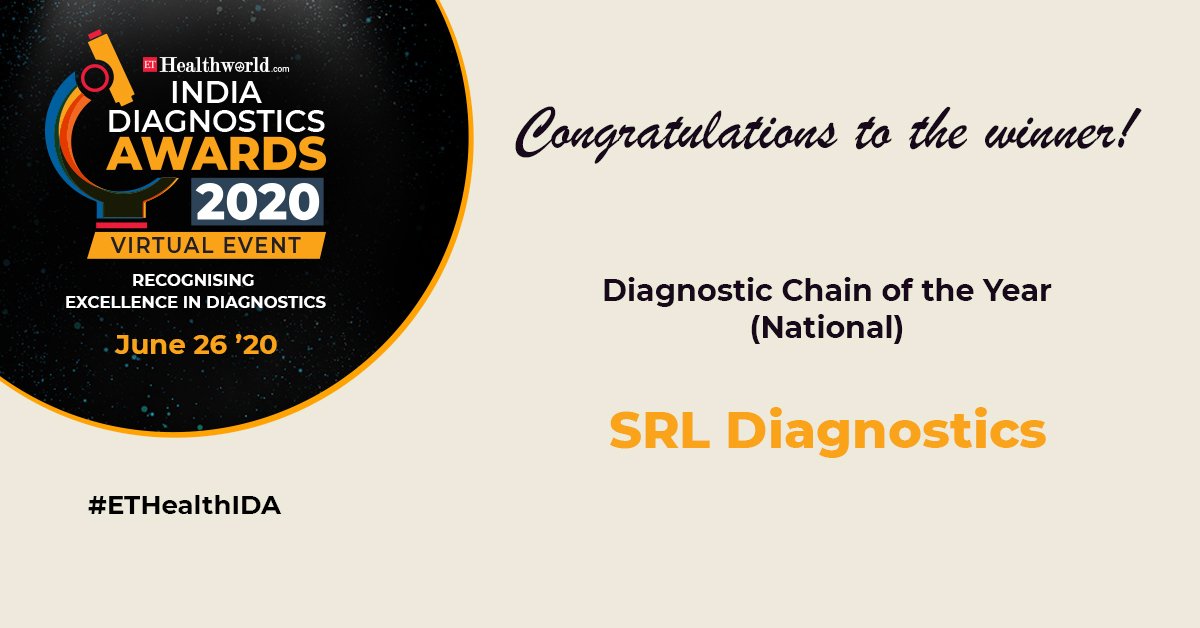 ETHealthWorld's tweet photo. #LiveNow #ETHealthIDA

Congratulations @srlcare on winning Diagnostic Chain of the Year- National at https://t.co/EB40FWwFRe India Diagnostic Awards

Join Now: https://t.co/9cy0AebGSg https://t.co/Sej157oWrC