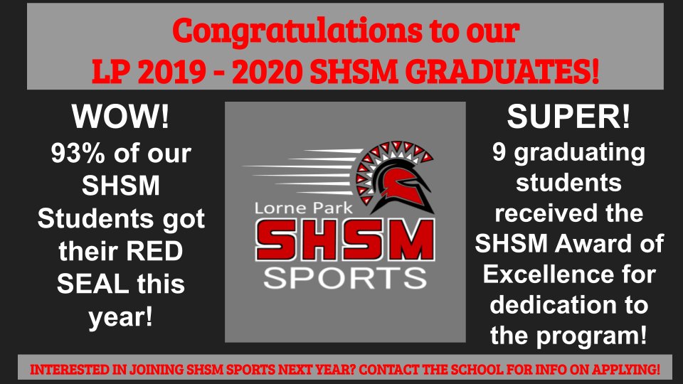 Congratulations to our 2019-2020 SHSM SPORTS graduates- our most accomplished and successful class ever! <a href="/LorneParkNews/">Lorne Park News</a> @MsNoonLP