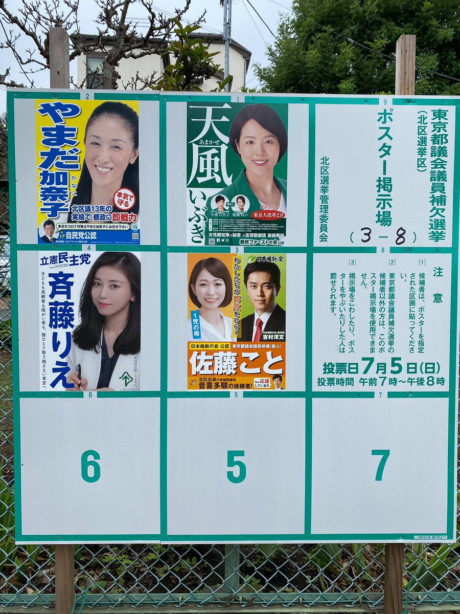 区 2020 北 選挙 東京都議会北区補欠選挙、美女５人が激突！ “アベノマスクブラ”で悩殺も