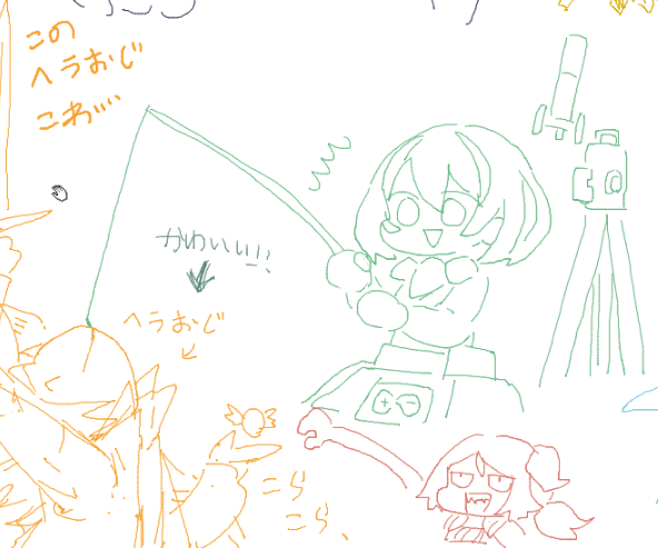 今日の絵チャで描いたものです(2枚めのヘラおじと4枚目のラップランドはふよさんが描いた) 