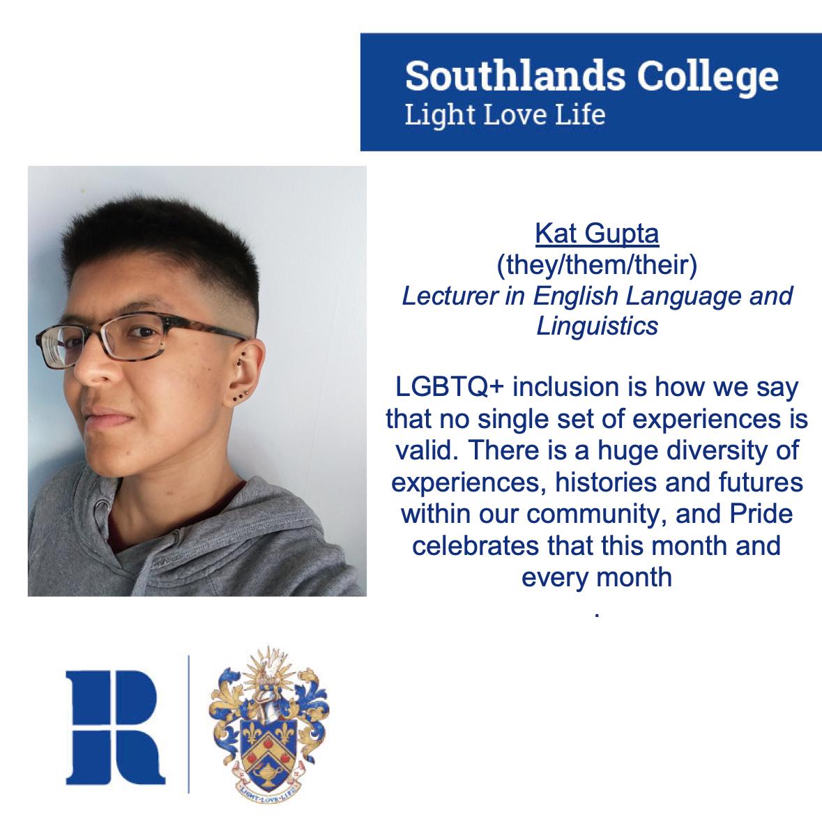 Roe_Southlands's tweet photo. As we celebrate #Pride week at #Roehampton we hear from some of our LGBTQ+ leaders at #Southlands College. #southlandscollege #weareur #roehamptonuniversity #roehamptonuni #lgbt #LGBTQ https://t.co/Oz18rc6VNA