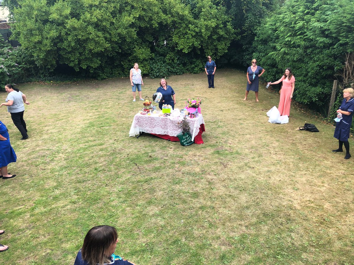 FurnessTeam's tweet photo. A socially distanced farewell to Maureen, a much loved member of the community respiratory team as she takes flexi retirement after 38 yrs in the nhs xxx @Abramacabre13 @MBResp @UHMBT @aa https://t.co/iSnv6K7Ync