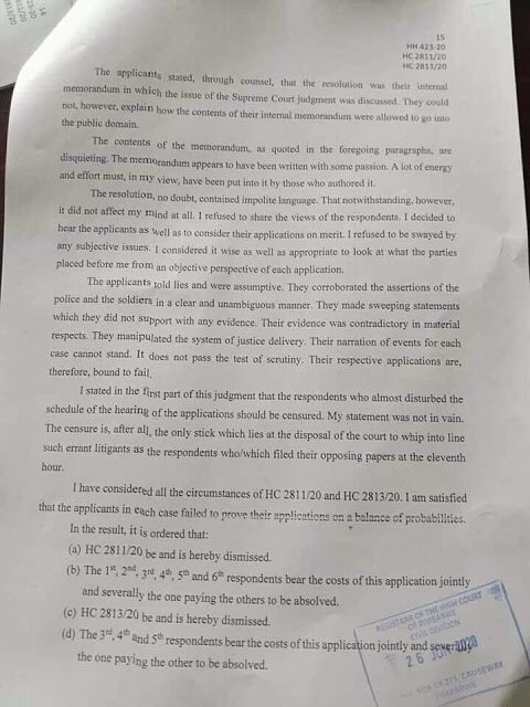 In kicking out MDC Alliance from Harvest House by dismissing their application, the judge says: •the applicants told lies. •they tried to manipulate the justice delivery system. After losing Harvest House, what next for @nelsonchamisa ? @JMangoya @hwendec @DrNkuSibanda