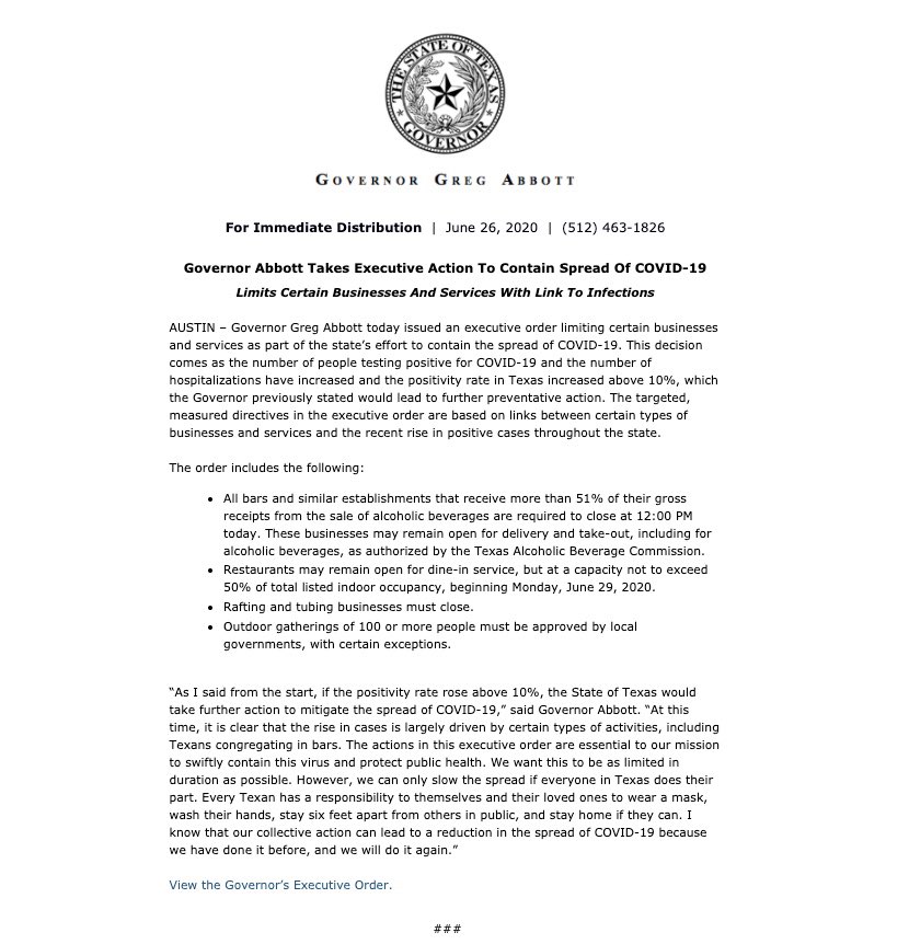 Taking executive action to contain the spread of #COVID19. More information: bit.ly/2BfAX8J