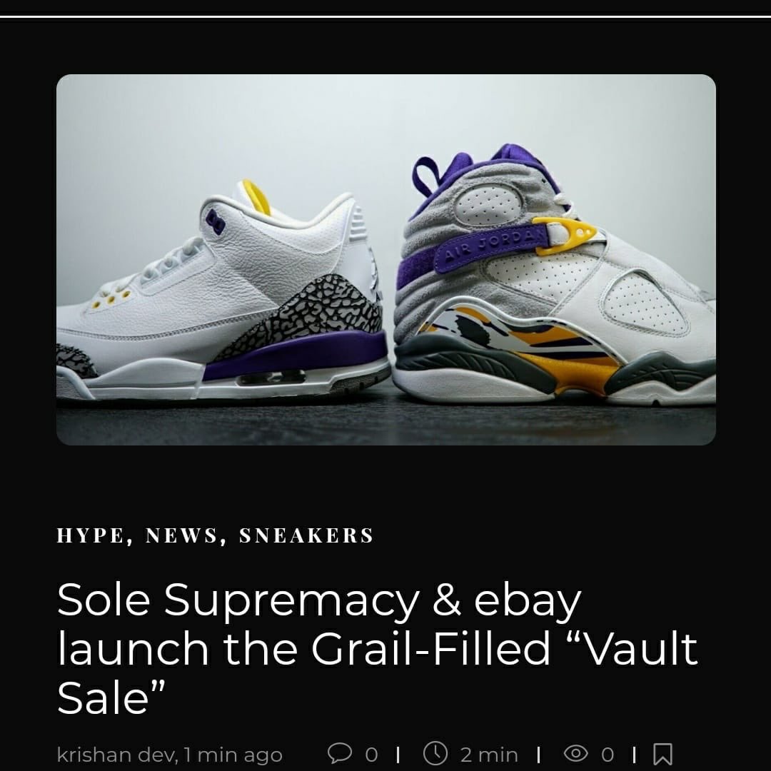 StreetSenseIN's tweet photo. #SoleSupremacy & #eBay launch the Grail-Filled “Vault Sale” – Tap on the link below to know all about it:
https://t.co/33y0PACqld
•
#sneakerheads #sneakernews #SneakerScouts #sneakerhead #streetwear #streetsense #sneakers #sneakerblog #shoes @solesupremacy @eBay https://t.co/chUmZUFmIj