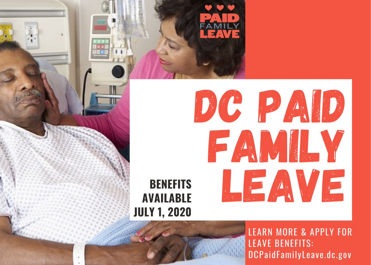 DCPaidLeave's tweet photo. Beginning next week, July 1, #DC workers can #BeThereToCare with 6 weeks PAID family caregiving leave & 2 weeks PAID medical leave. #PaidLeave4DC #LeadOnLeave https://t.co/LqMxrm7L6d