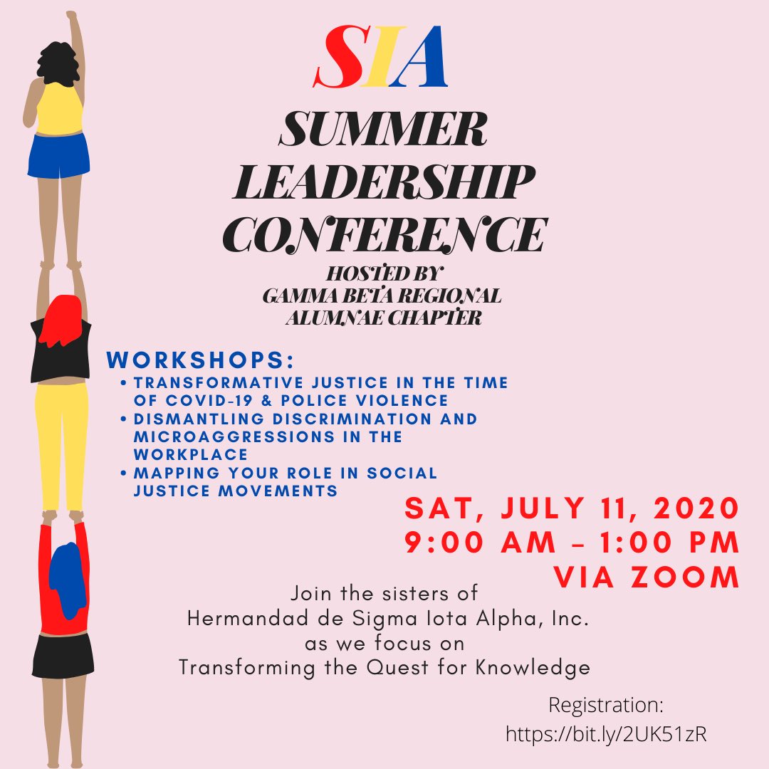 sia_gammabeta's tweet photo. It’s time for our Summer Leadership Conference! Best believe we’ll be having workshops on transformative justice. #JusticeForBreonnaTaylor #JusticeForElijahMcClain #JusticeForOluwatoyin https://t.co/TRVpFghhP0