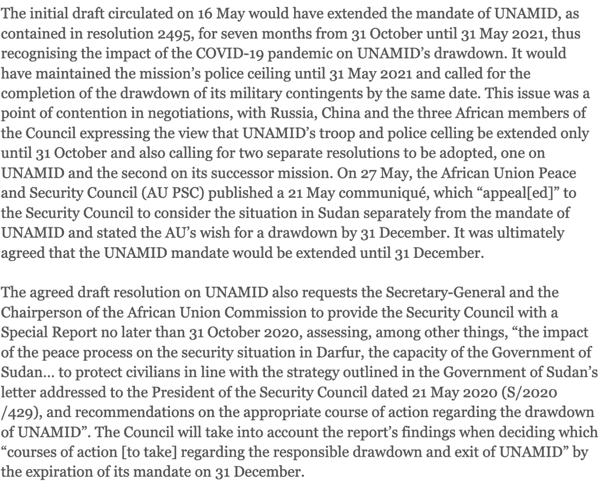 On the one hand, this could be a factual error. On the other hand (and perhaps more likely), the  #AUPSC language is a 'shot across the bow'.  @unamidnews extension was debated fiercely within the  #UNSC, and the Dec date was a compromise facilitated in part by the  #AUPSC (8/x)