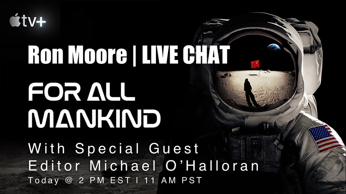 Join us today to ask <a href="/RonDMoore/">Ronald D. Moore</a> creator of <a href="/forallmankind_/">For All Mankind</a>  questions about screenwriting and showrunning! He'll be joined by special guest, #Forallmankind editor Michael O'Halloran!

LIVE 2 PM EST | 11 AM PST TODAY!

youtu.be/PU3_CIyZcQk

#postchat #showrunning @AppleTVPlus
